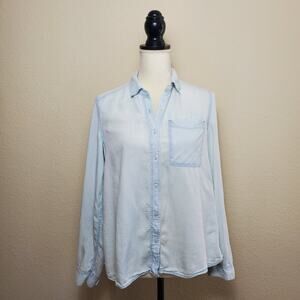 Express Blue Button Down Top XS